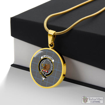 Gladstone Tartan Circle Necklace with Family Crest Luxury Necklace (Gold) No - Tartan Vibes Clothing