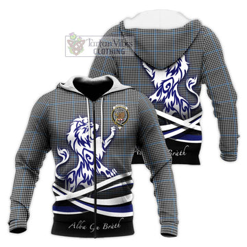 Gladstone Tartan Knitted Hoodie with Alba Gu Brath Regal Lion Emblem Unisex Knitted Zip Hoodie - Tartan Vibes Clothing