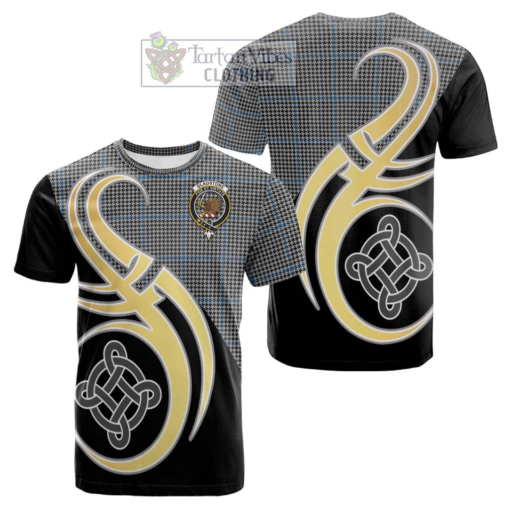 Gladstone Tartan Cotton T-shirt with Family Crest and Celtic Symbol Style Kid's Shirt - Tartan Vibes Clothing