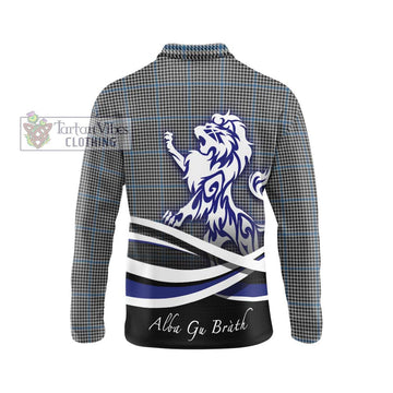 Gladstone Tartan Long Sleeve Polo Shirt with Alba Gu Brath Regal Lion Emblem - Tartan Vibes Clothing