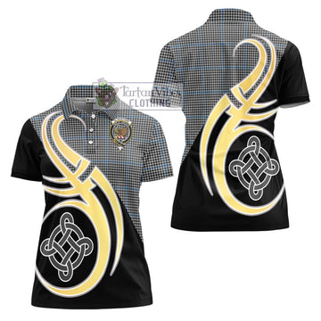 Gladstone Tartan Women's Polo Shirt with Family Crest and Celtic Symbol Style - Tartan Vibes Clothing