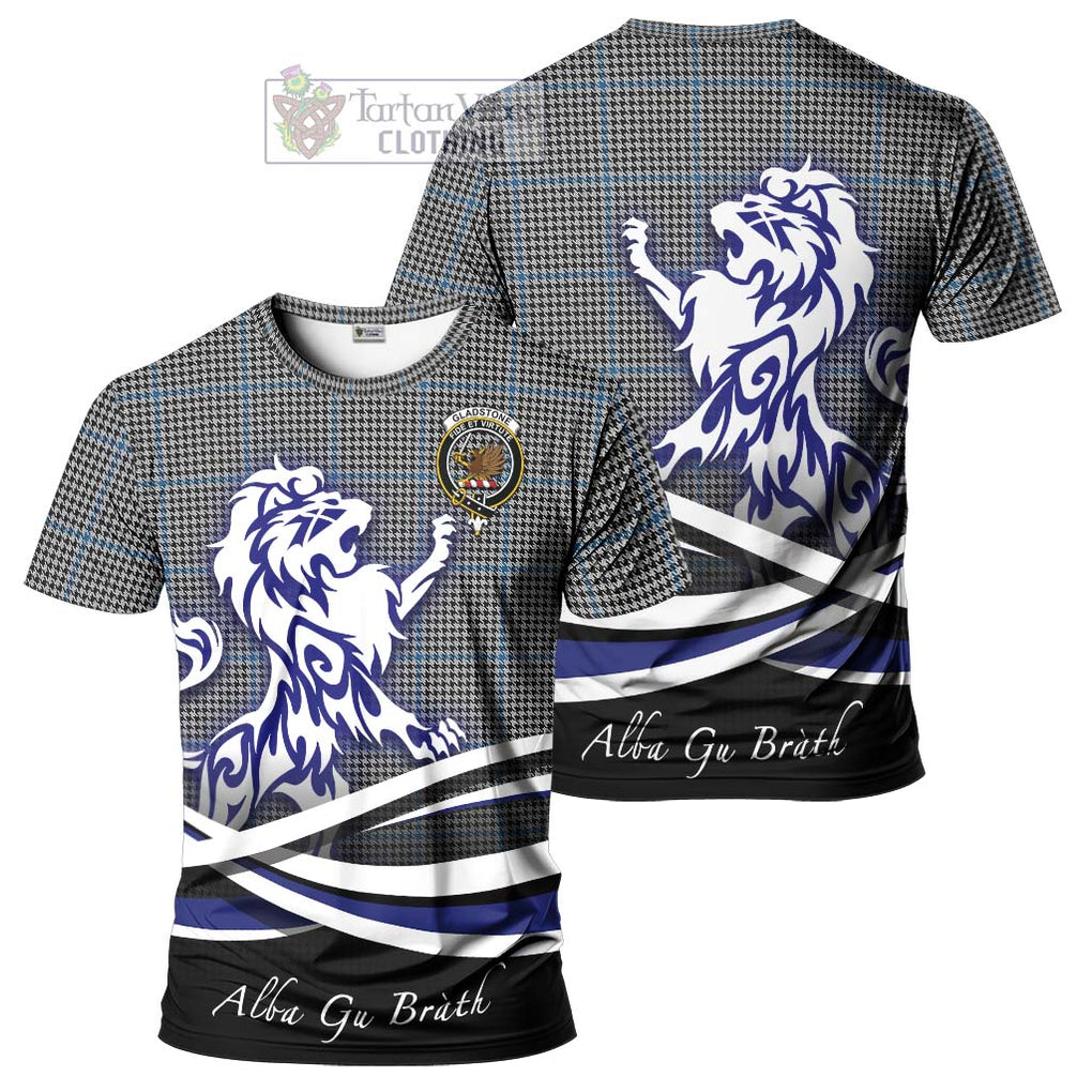 Gladstone Tartan Cotton T-shirt with Alba Gu Brath Regal Lion Emblem Women's Shirt - Tartan Vibes Clothing