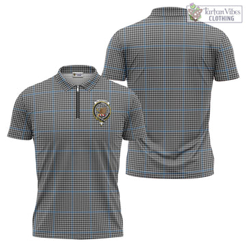 Gladstone Tartan Zipper Polo Shirt with Family Crest - Tartan Vibes Clothing
