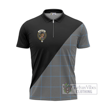 Gladstone Tartan Zipper Polo Shirt with Family Crest and Military Logo Style - Tartan Vibes Clothing