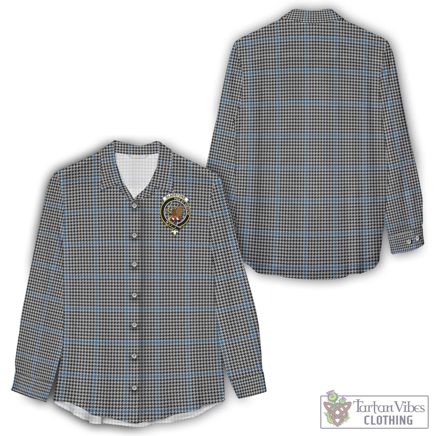 Gladstone Tartan Women's Casual Shirt with Family Crest - Tartan Vibes Clothing