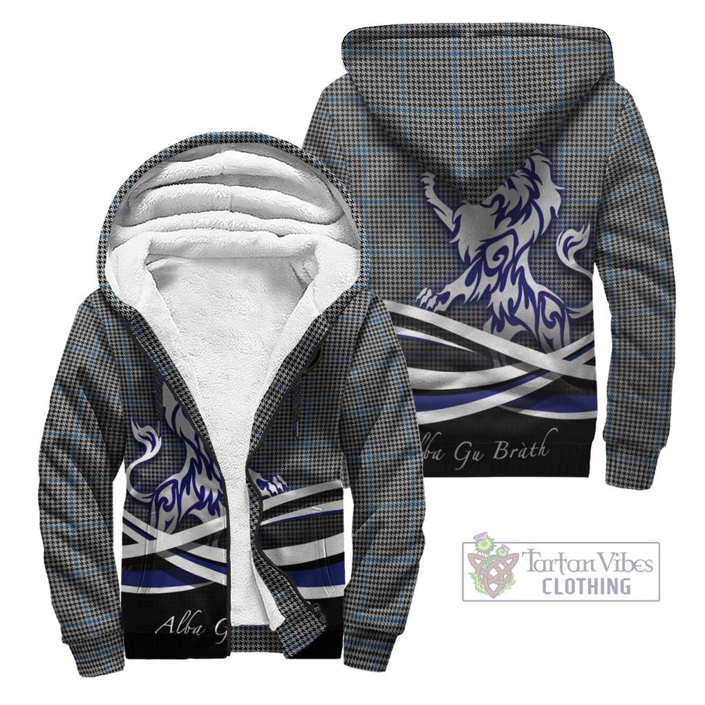 Gladstone Tartan Sherpa Hoodie with Alba Gu Brath Regal Lion Emblem Unisex - Tartan Vibes Clothing