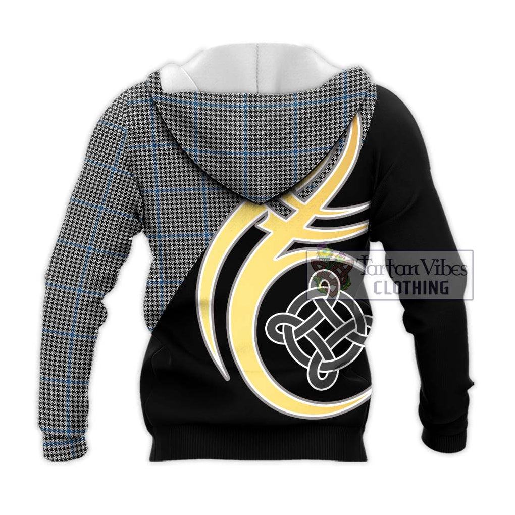 Gladstone Tartan Knitted Hoodie with Family Crest and Celtic Symbol Style - Tartan Vibes Clothing