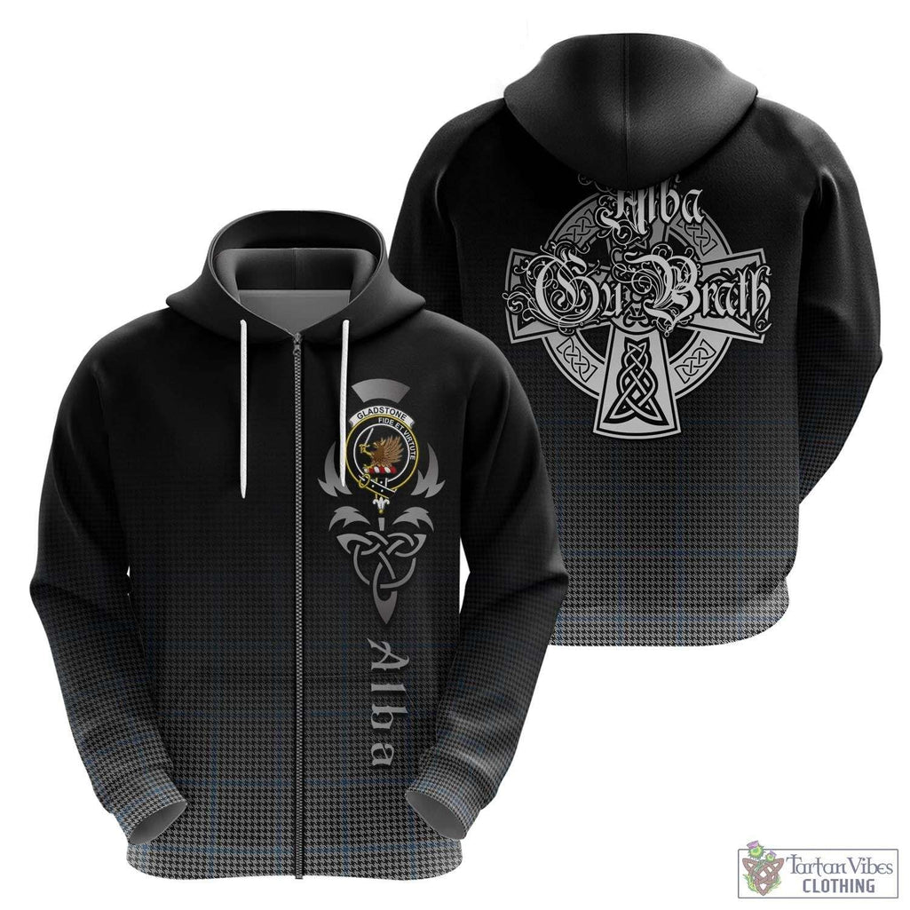 Gladstone Tartan Hoodie Featuring Alba Gu Brath Family Crest Celtic Inspired - Tartan Vibes Clothing
