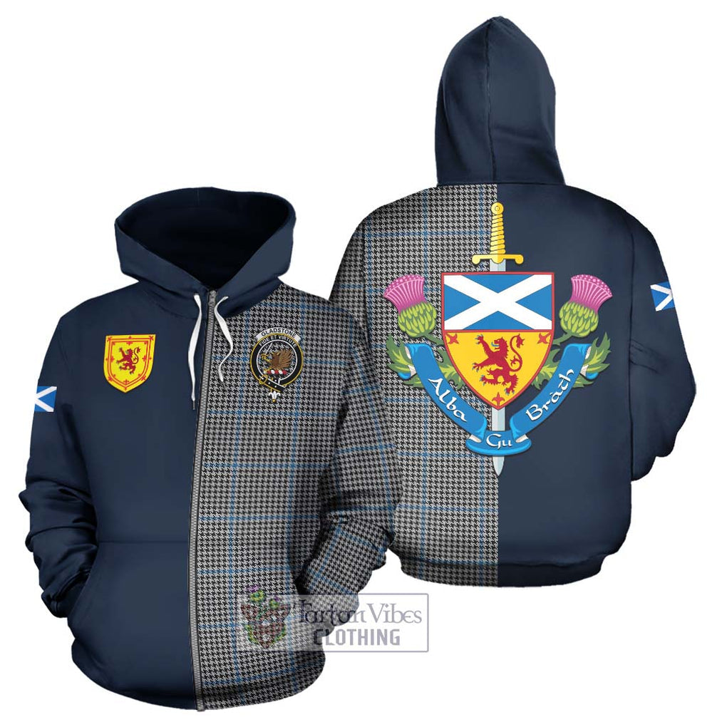 Gladstone Tartan Hoodie Alba with Scottish Lion Royal Arm Half Style - Tartan Vibes Clothing