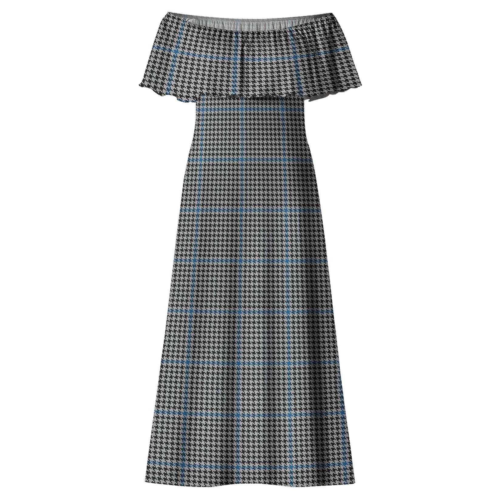 Gladstone Tartan Off Shoulder Long Dress - Tartan Vibes Clothing