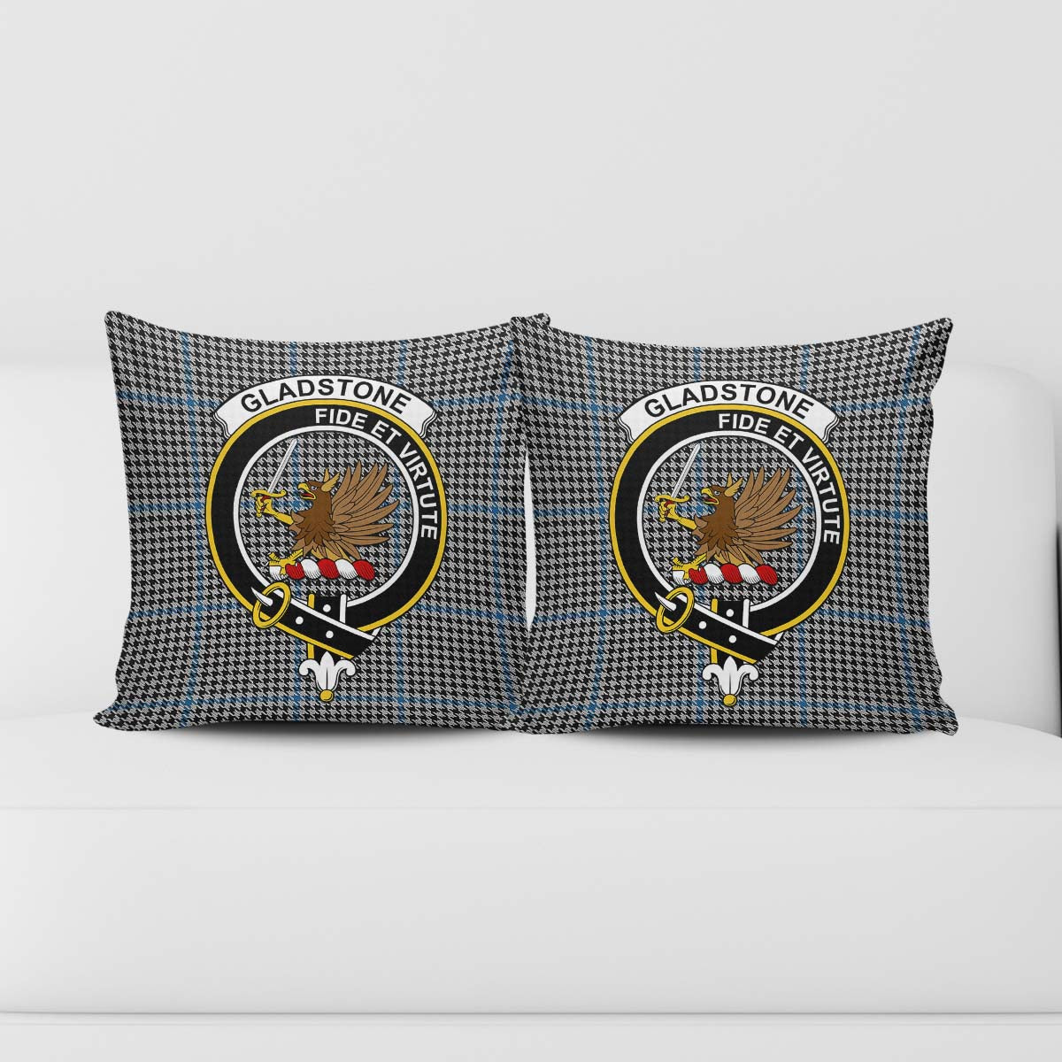 Gladstone Tartan Pillow Cover with Family Crest - Tartan Vibes Clothing