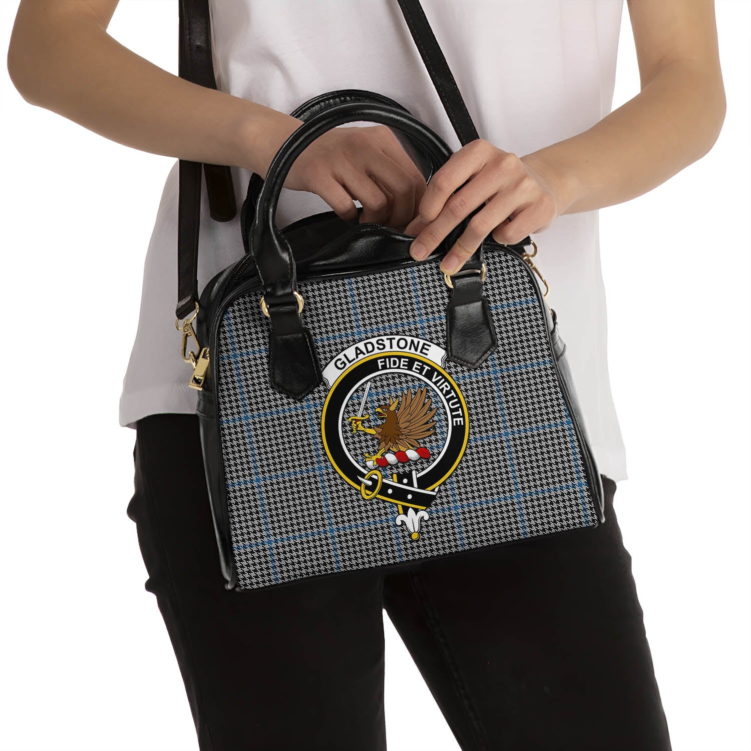 Gladstone Tartan Shoulder Handbags with Family Crest - Tartan Vibes Clothing
