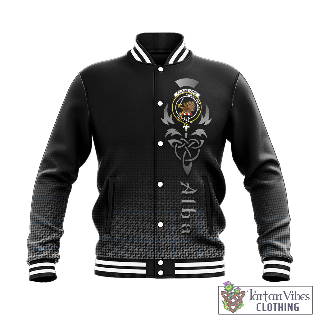 Gladstone Tartan Baseball Jacket Featuring Alba Gu Brath Family Crest Celtic Inspired - Tartan Vibes Clothing