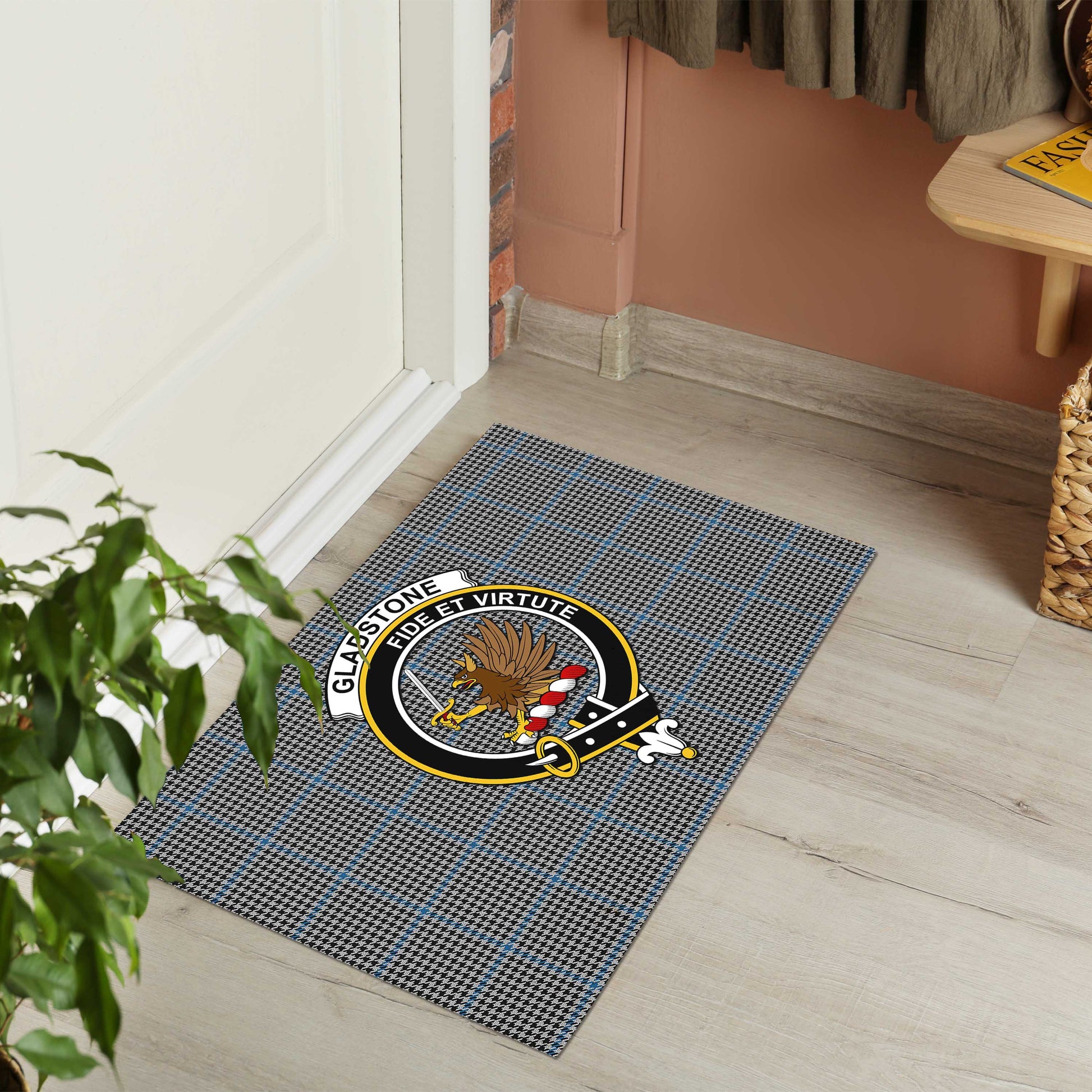 Gladstone Tartan Rubber Doormat with Family Crest - Tartan Vibes Clothing