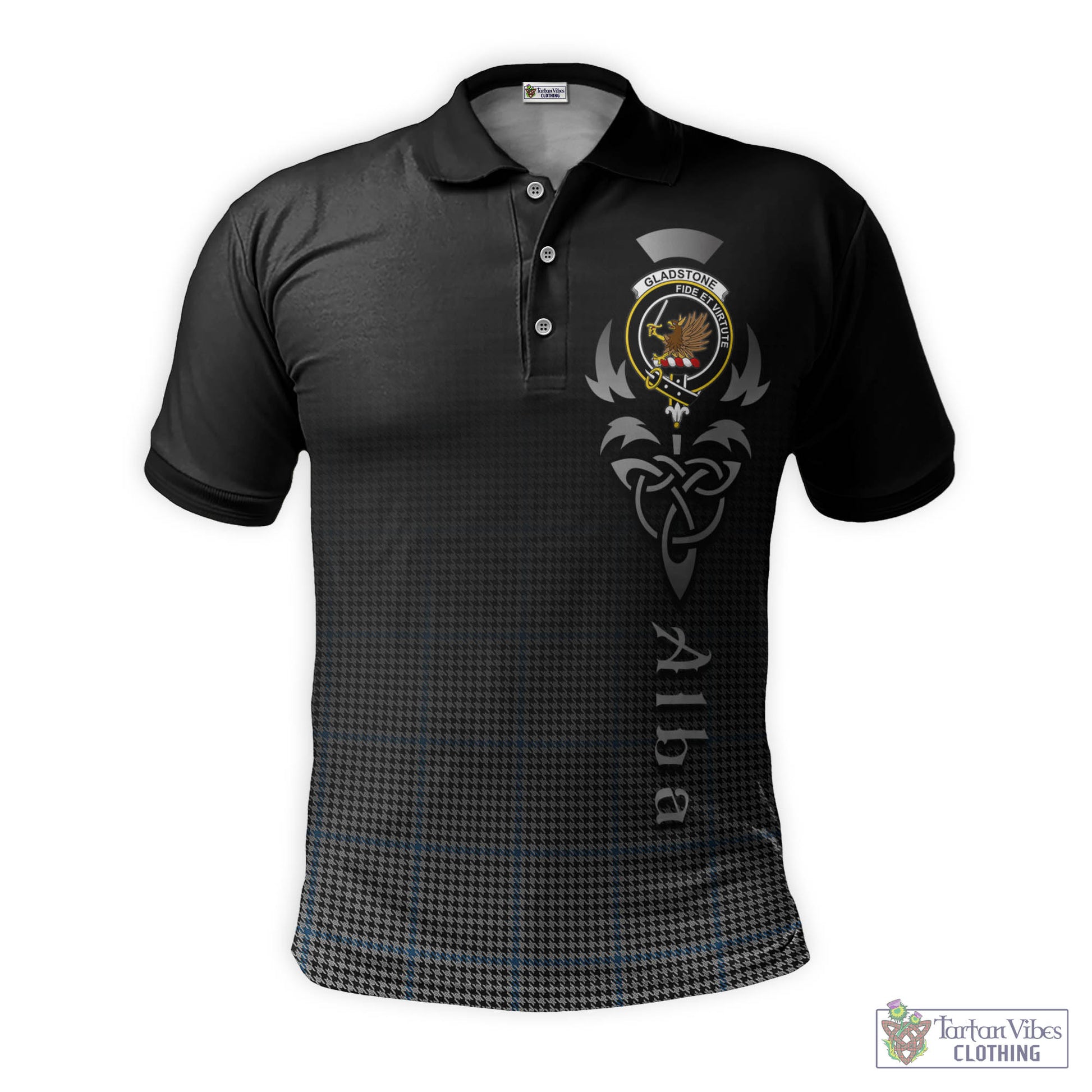 Gladstone Tartan Polo Shirt Featuring Alba Gu Brath Family Crest Celtic Inspired - Tartan Vibes Clothing