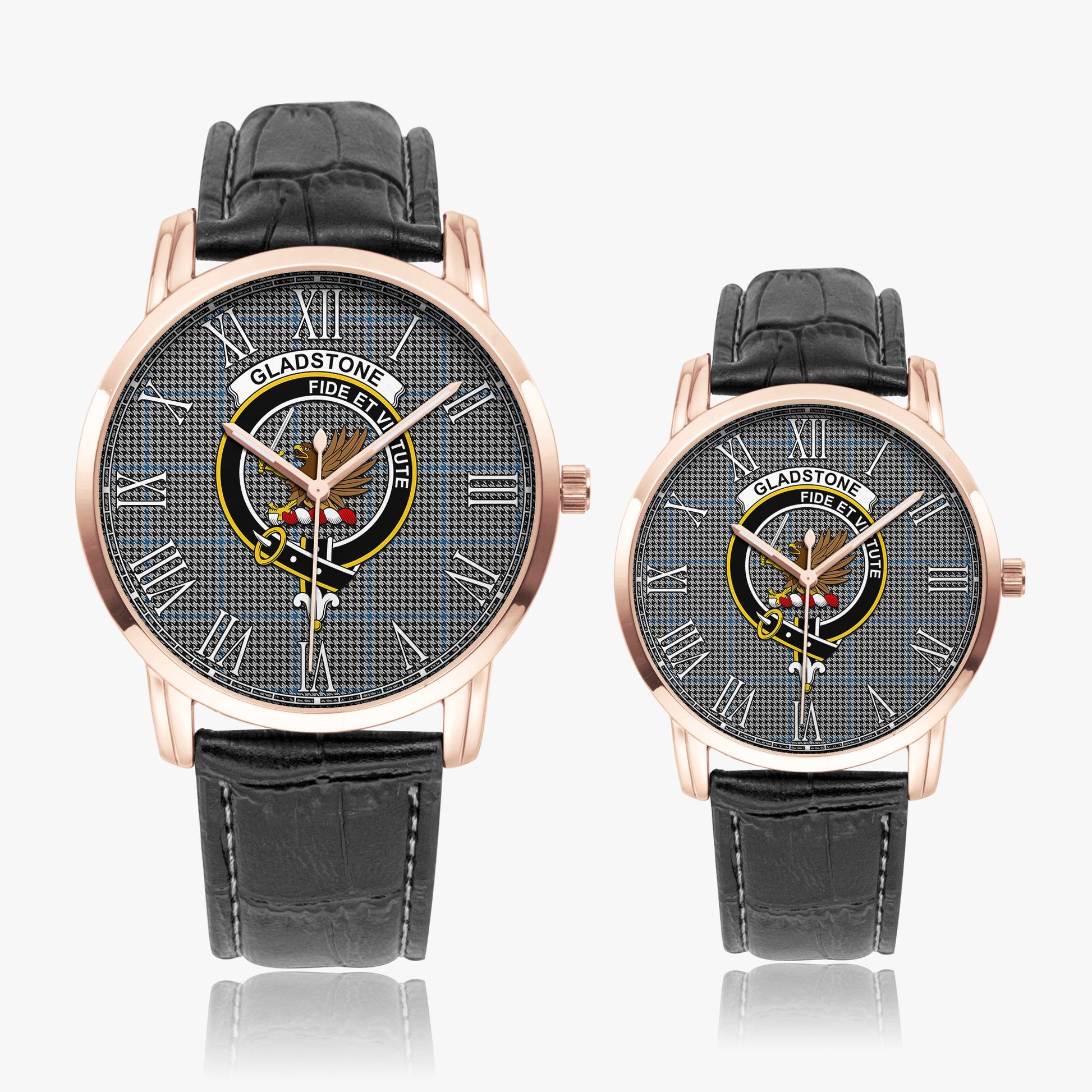 Gladstone Tartan Family Crest Leather Strap Quartz Watch - Tartan Vibes Clothing