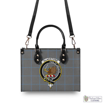 Gladstone Tartan Luxury Leather Handbags with Family Crest - Tartan Vibes Clothing