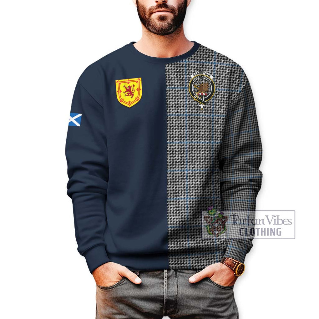 Gladstone Tartan Sweatshirt Alba with Scottish Lion Royal Arm Half Style - Tartan Vibes Clothing