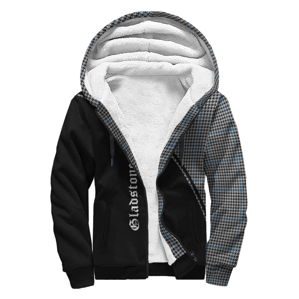 Gladstone Tartan Sherpa Hoodie with Family Crest Curve Style - Tartan Vibes Clothing