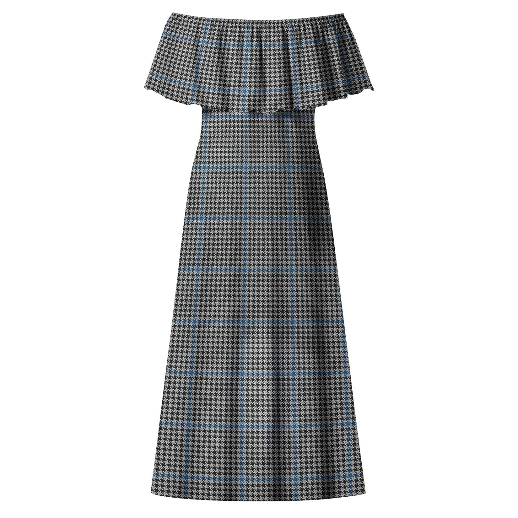 Gladstone Tartan Off Shoulder Long Dress - Tartan Vibes Clothing