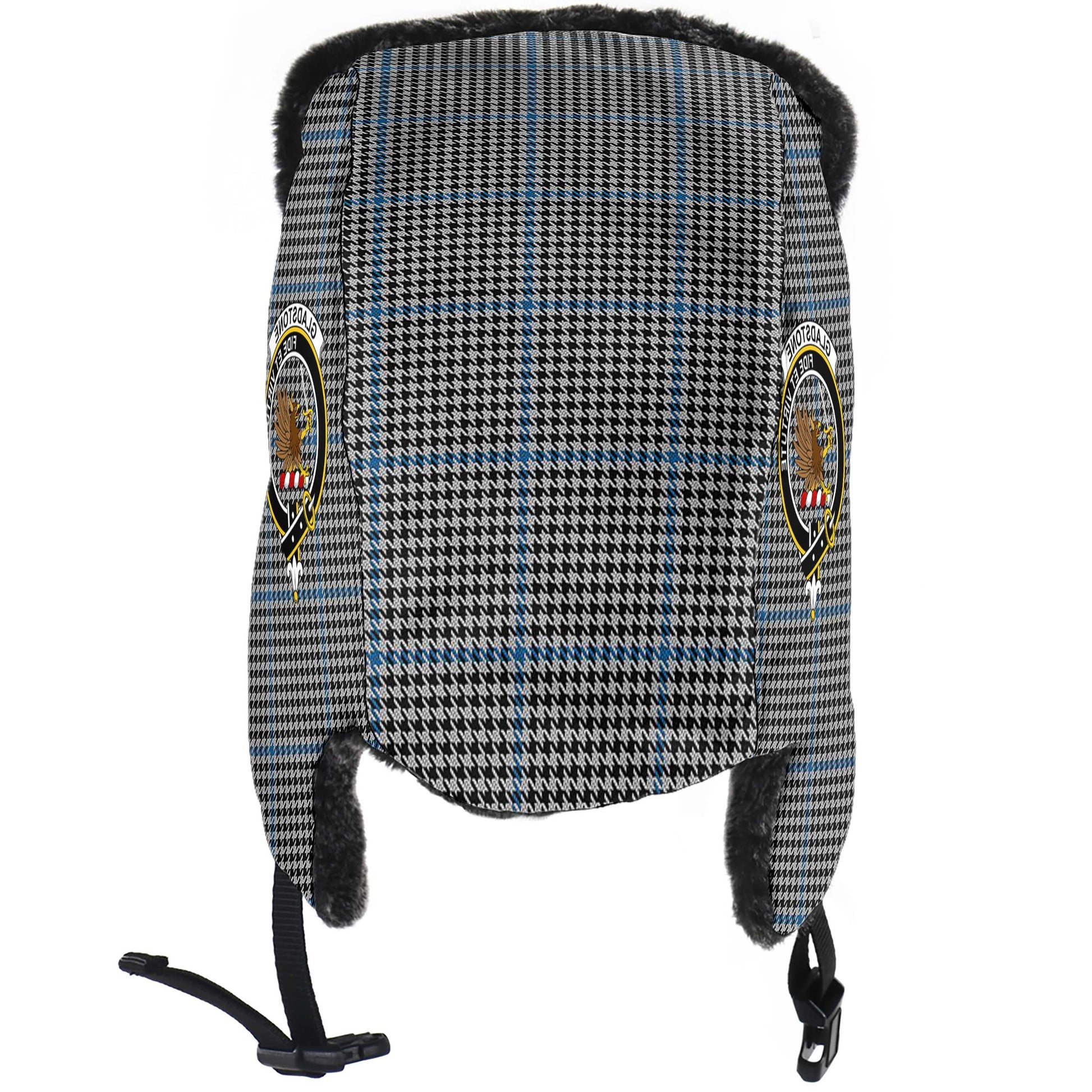 Gladstone Tartan Winter Trapper Hat with Family Crest - Tartan Vibes Clothing