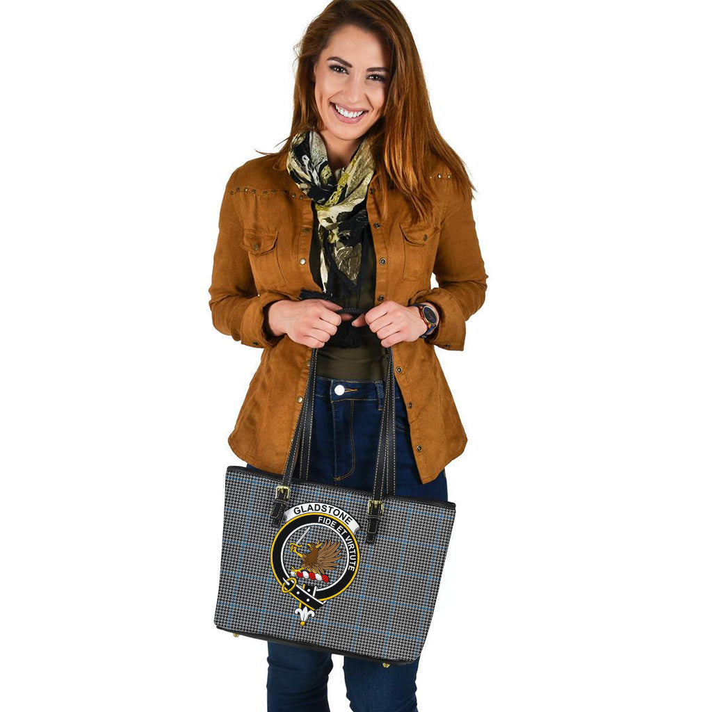 Gladstone Tartan Leather Tote Bag with Family Crest - Tartan Vibes Clothing