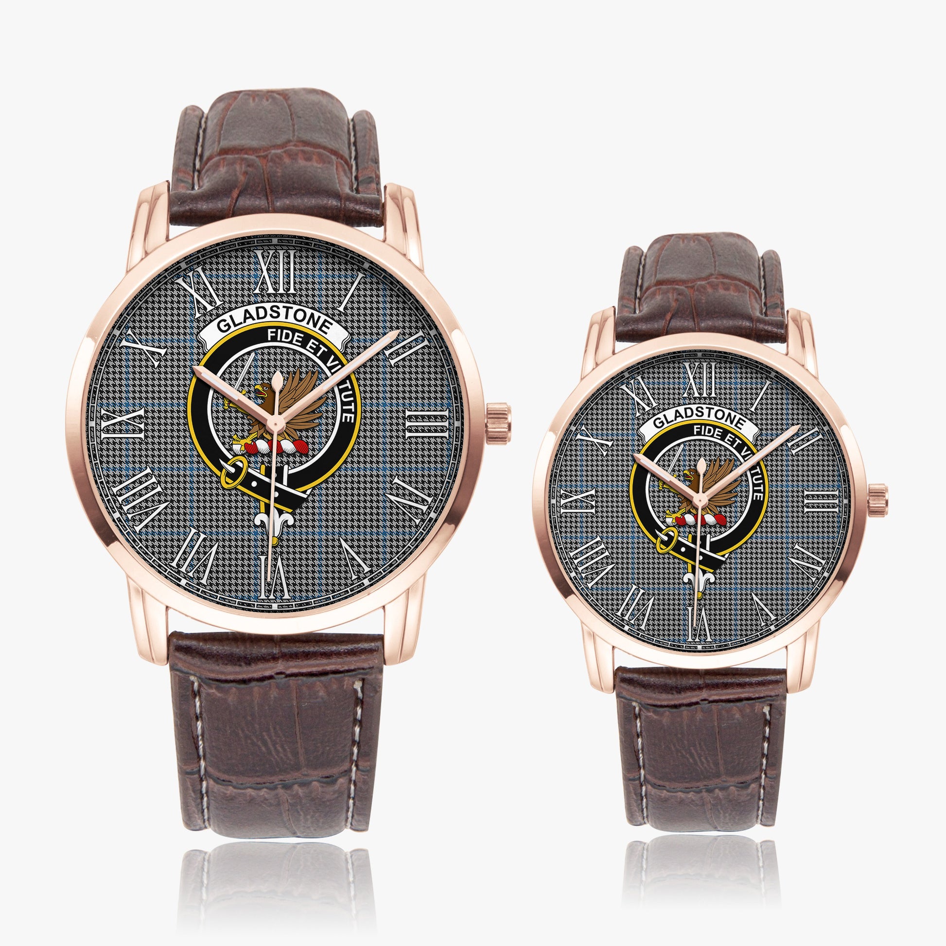 Gladstone Tartan Family Crest Leather Strap Quartz Watch - Tartan Vibes Clothing