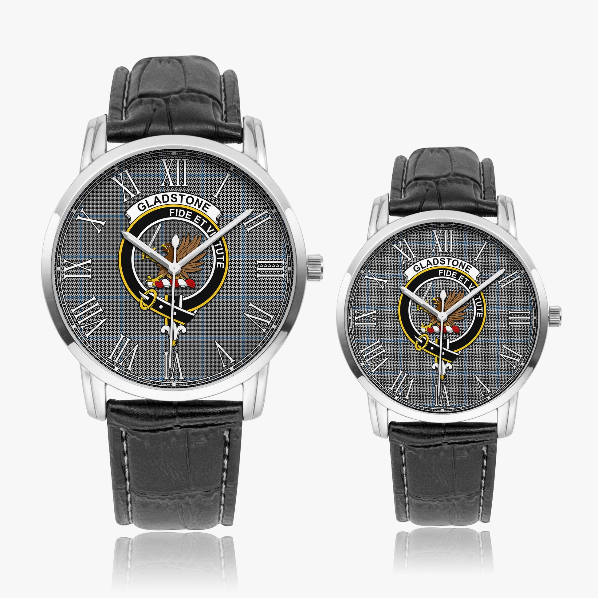 Gladstone Tartan Family Crest Leather Strap Quartz Watch - Tartan Vibes Clothing