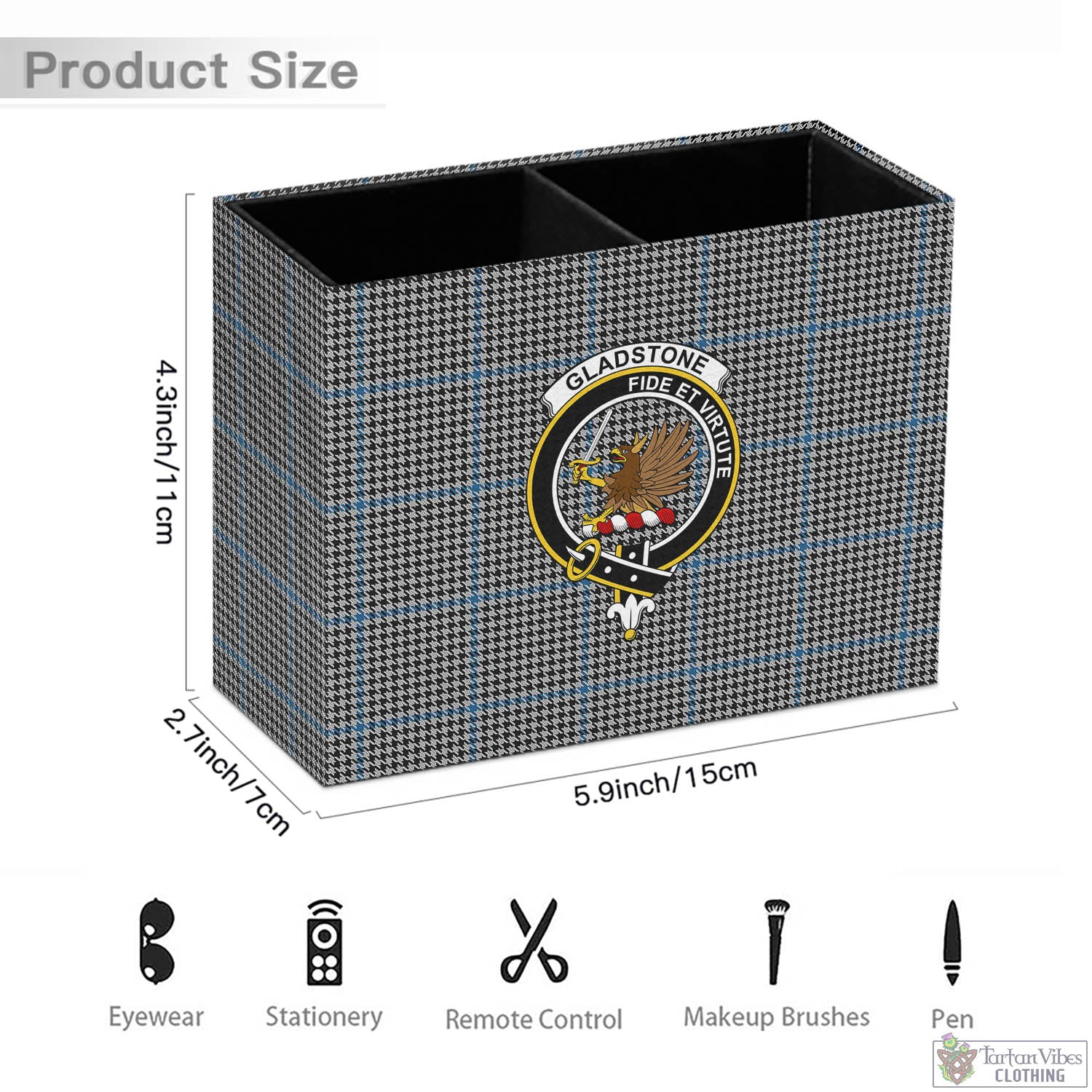 Gladstone Tartan Pen Holder with Family Crest - Tartan Vibes Clothing