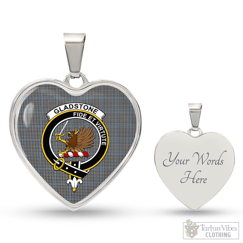 Gladstone Tartan Heart Necklace with Family Crest Luxury Necklace (Silver) Yes - Tartan Vibes Clothing
