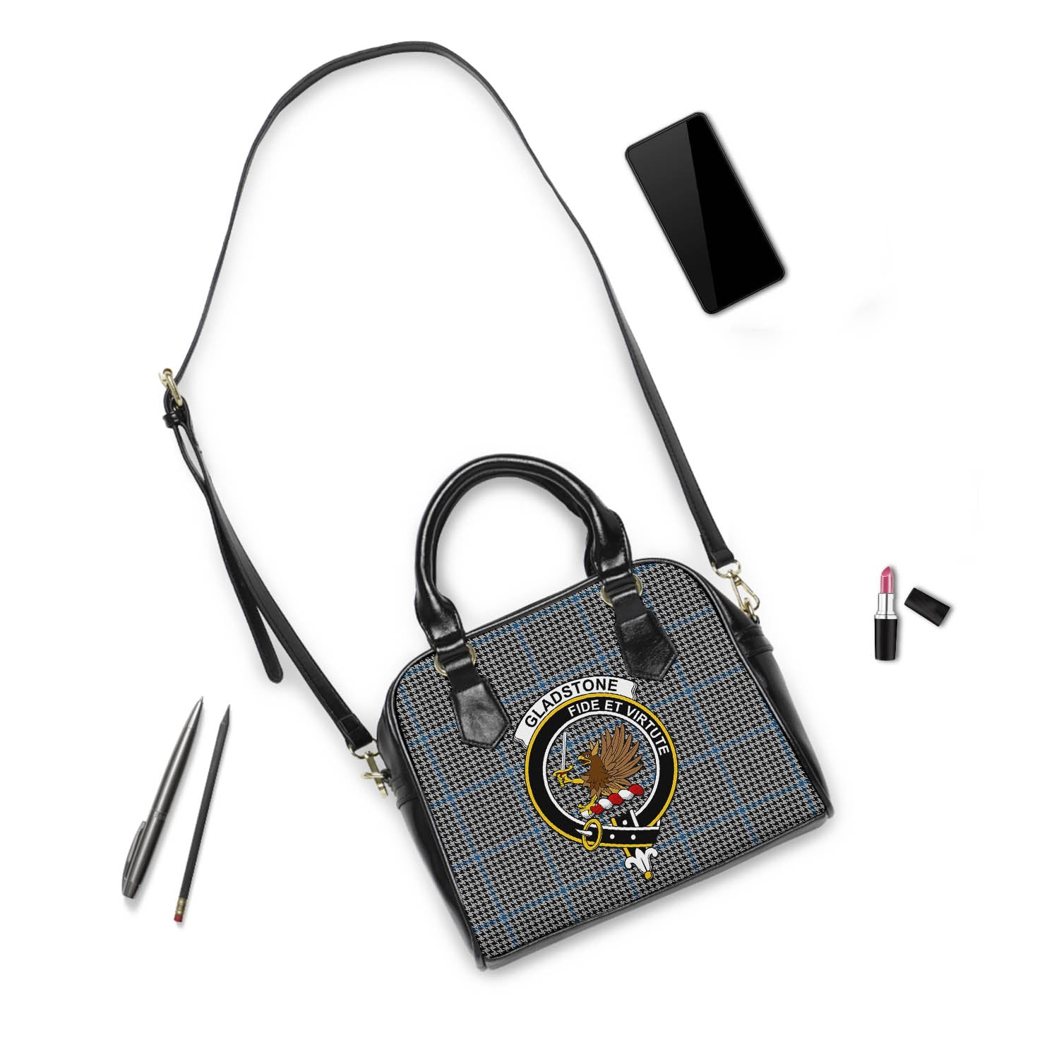 Gladstone Tartan Shoulder Handbags with Family Crest - Tartan Vibes Clothing