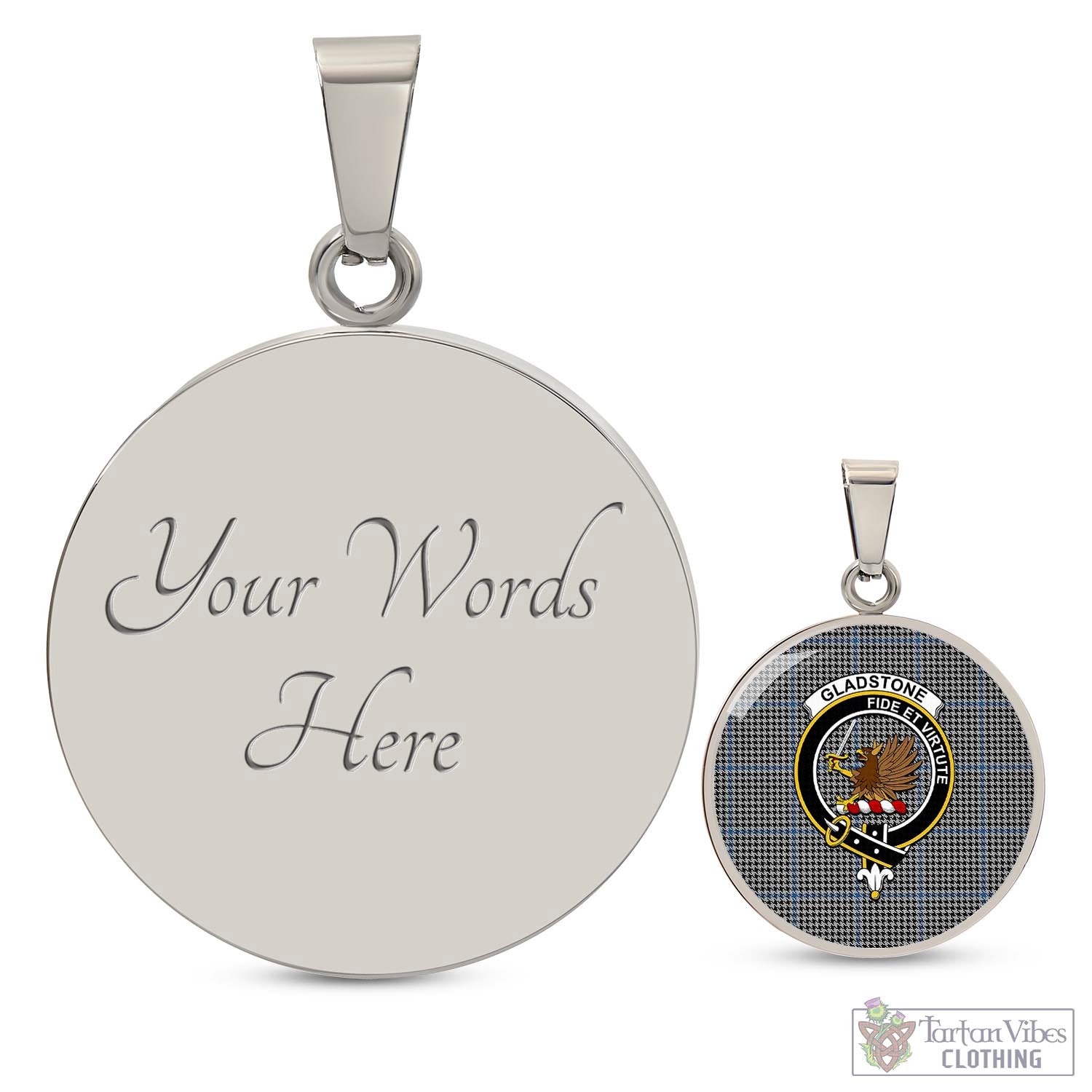 Gladstone Tartan Circle Necklace with Family Crest Luxury Necklace (Silver) Yes - Tartan Vibes Clothing