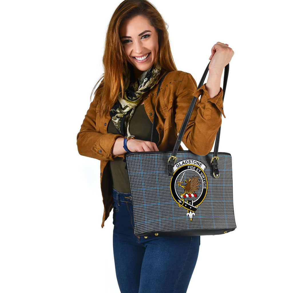 Gladstone Tartan Leather Tote Bag with Family Crest - Tartan Vibes Clothing