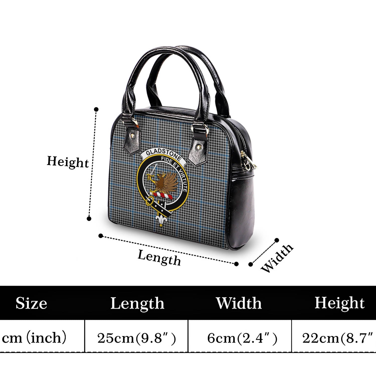 Gladstone Tartan Shoulder Handbags with Family Crest - Tartan Vibes Clothing