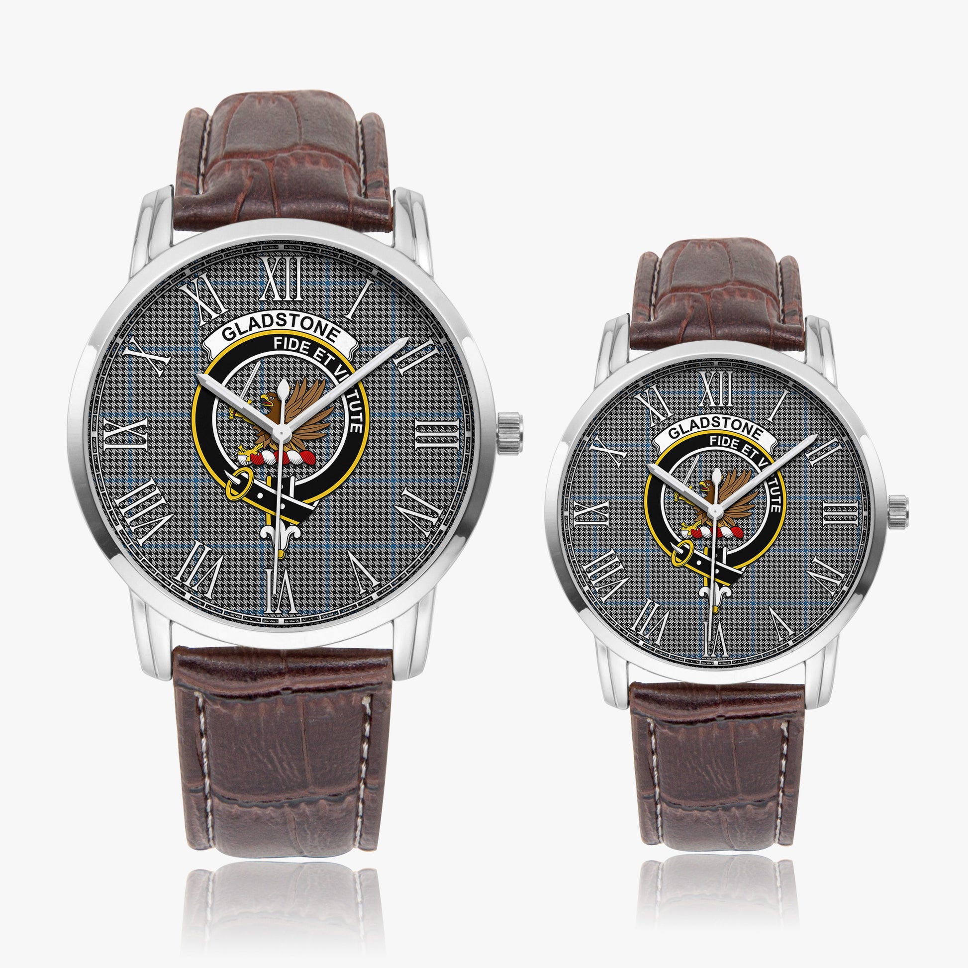 Gladstone Tartan Family Crest Leather Strap Quartz Watch - Tartan Vibes Clothing