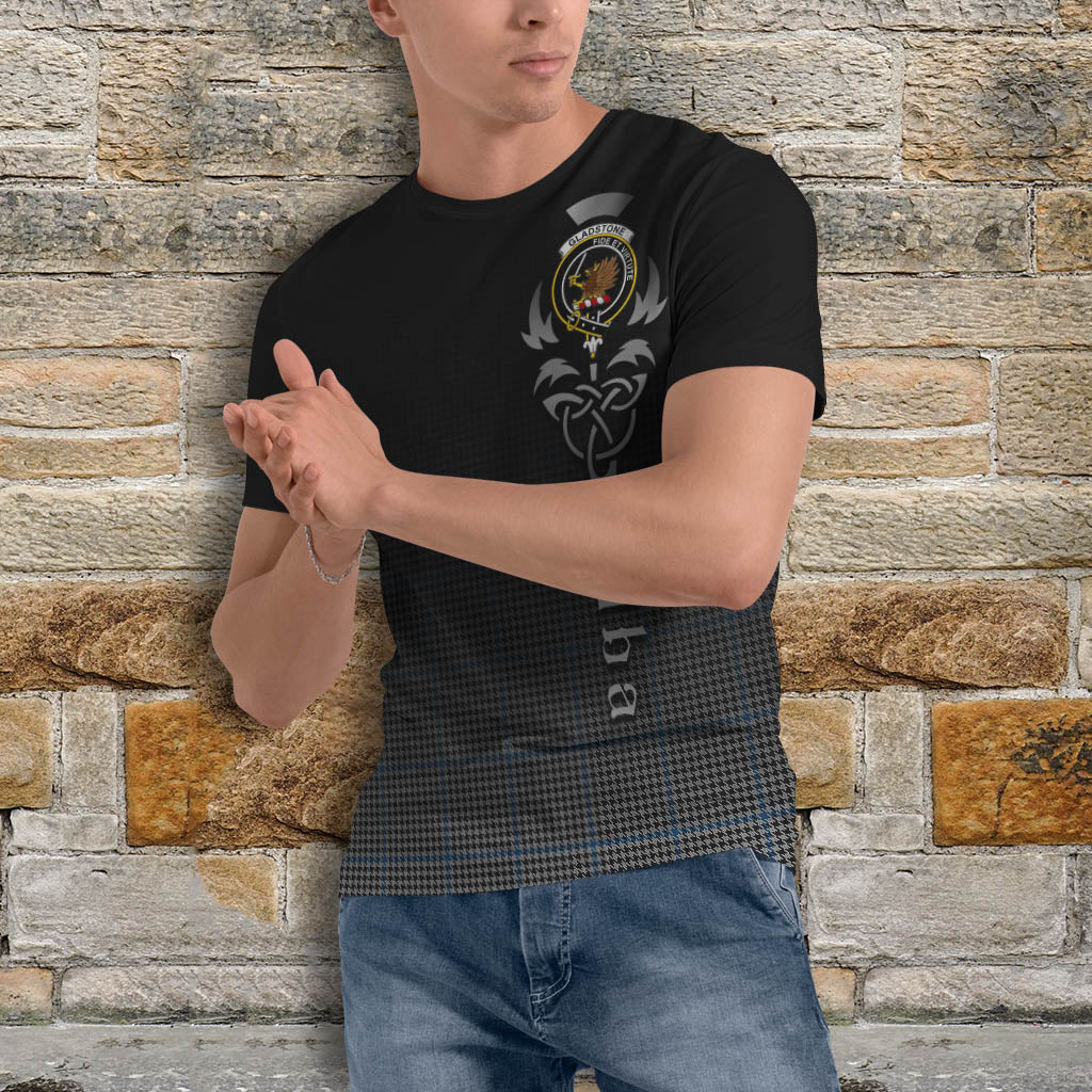 Gladstone Tartan T-Shirt Featuring Alba Gu Brath Family Crest Celtic Inspired - Tartan Vibes Clothing