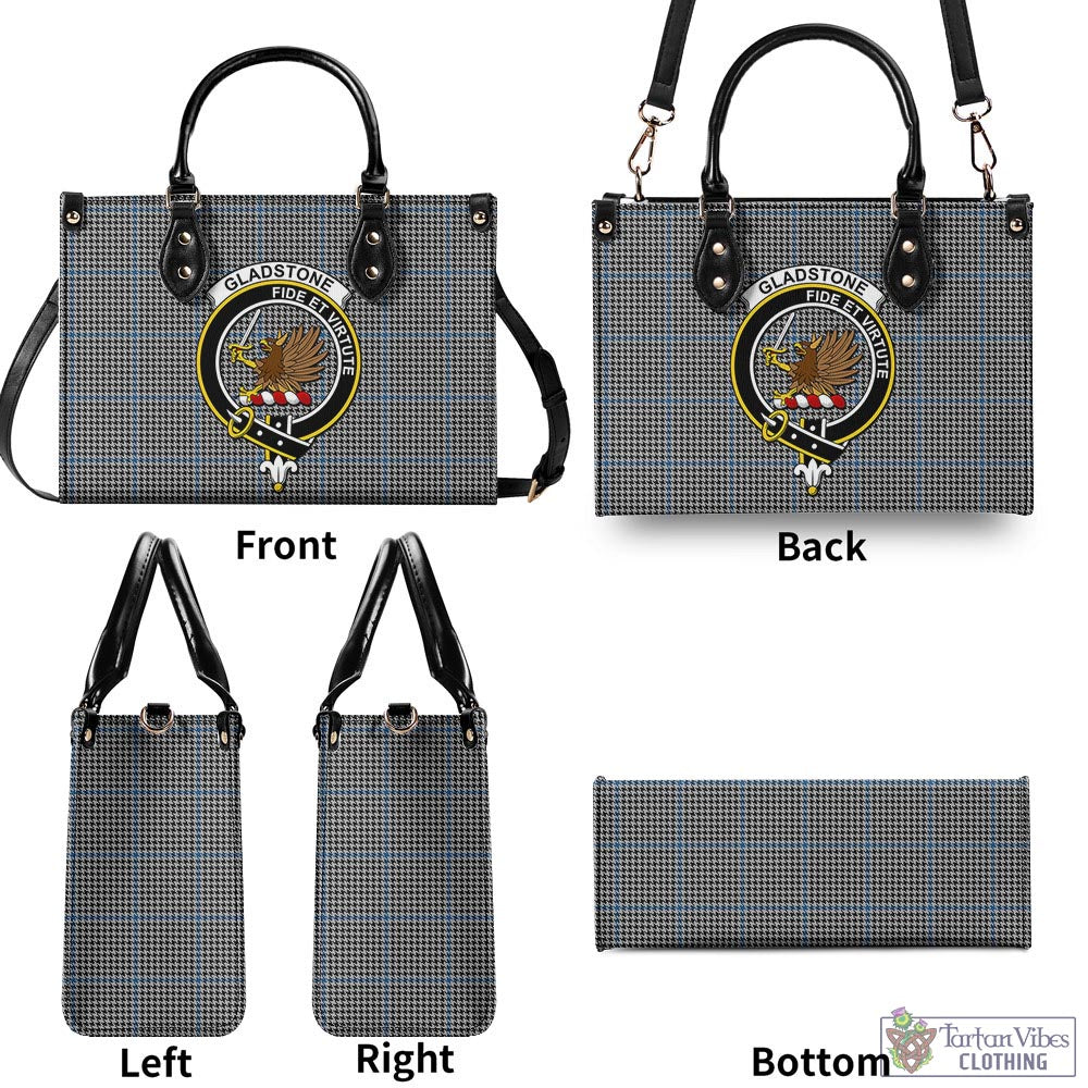 Gladstone Tartan Luxury Leather Handbags with Family Crest - Tartan Vibes Clothing