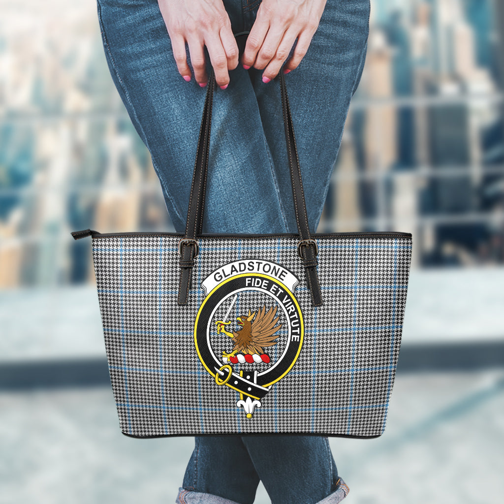Gladstone Tartan Leather Tote Bag with Family Crest - Tartan Vibes Clothing