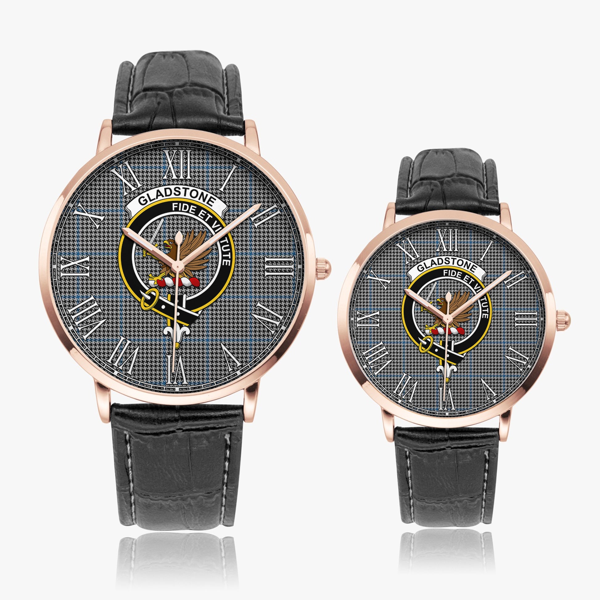 Gladstone Tartan Family Crest Leather Strap Quartz Watch - Tartan Vibes Clothing