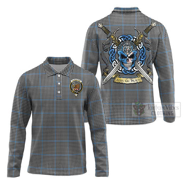 Gladstone (Gladstanes) Tartan Long Sleeve Polo Shirt with Family Crest Celtic Skull Style Unisex - Tartan Vibes Clothing