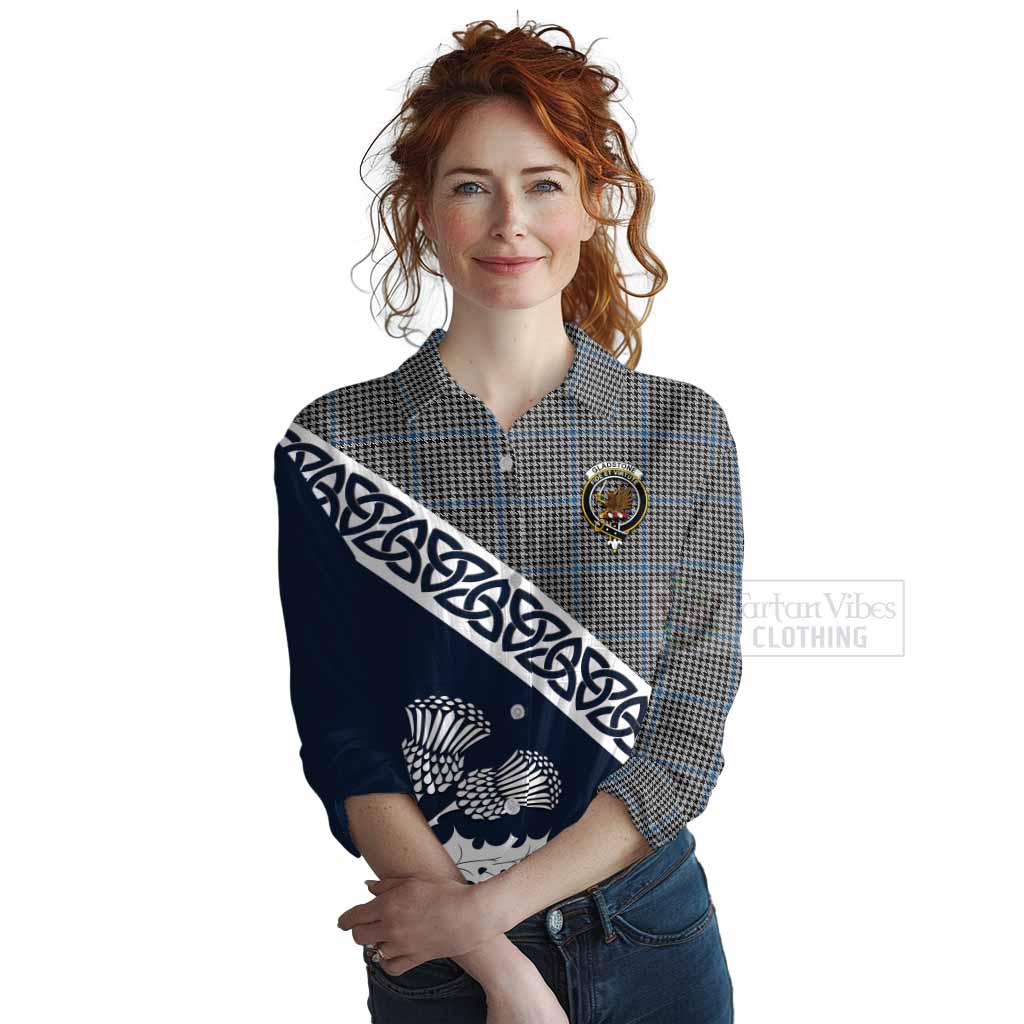 Gladstone (Gladstanes) Tartan Women's Casual Shirt Featuring Thistle and Scotland Map Female - Tartan Vibes Clothing