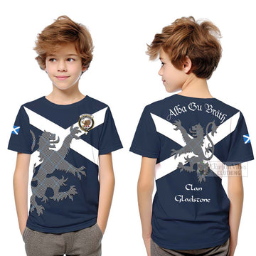 Gladstone (Gladstanes) Tartan Lion Rampant Kid T-Shirt Proudly Display Your Heritage with Alba Gu Brath and Clan Name Youth XL Size14 - Tartan Vibes Clothing
