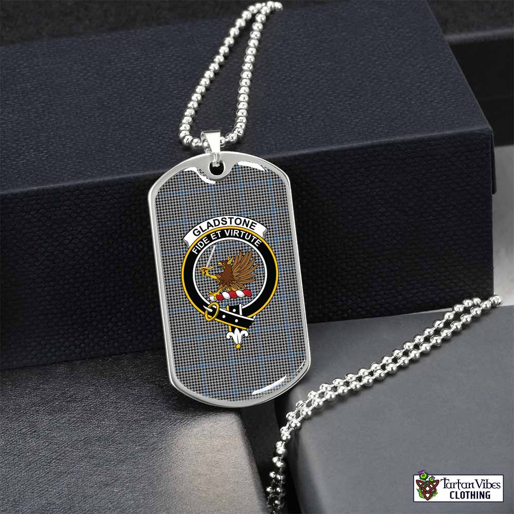 Gladstone (Gladstanes) Tartan Dog Tag Necklace with Family Crest Silver No - Tartan Vibes Clothing