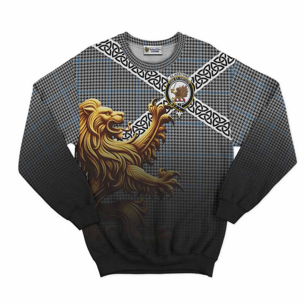 Gladstone (Gladstanes) Crest Tartan Sweatshirt with Golden Lion Emblem Celtic Style Unisex - Tartan Vibes Clothing