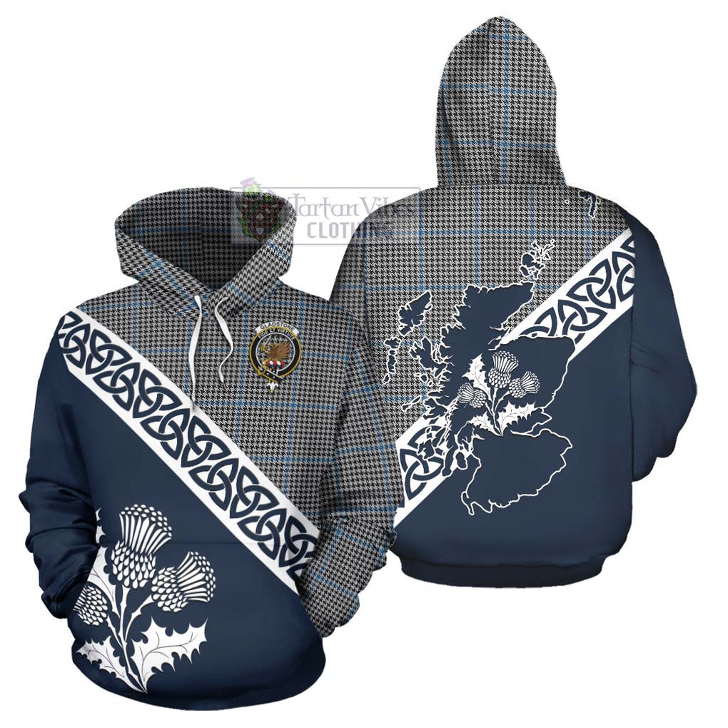 Gladstone (Gladstanes) Tartan Hoodie Featuring Thistle and Scotland Map Zip Hoodie - Tartan Vibes Clothing