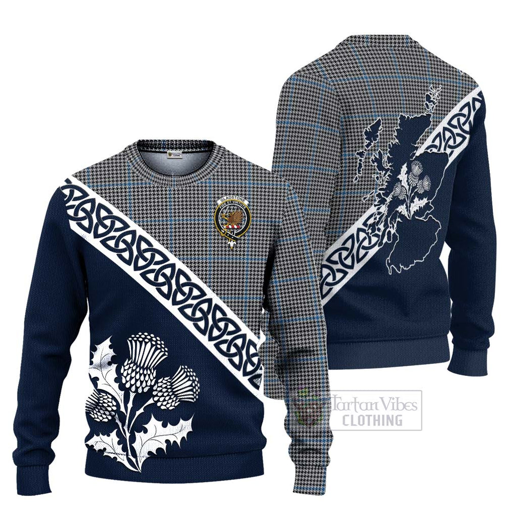 Gladstone (Gladstanes) Tartan Ugly Sweater Featuring Thistle and Scotland Map Unisex - Tartan Vibes Clothing