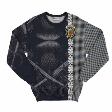 Gladstone (Gladstanes) Tartan Sweatshirt with Family Crest Cross Sword Thistle Celtic Vibes Unisex - Tartan Vibes Clothing