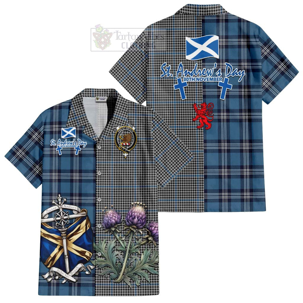 Gladstone (Gladstanes) Tartan Hawaiian Shirt Happy St. Andrew's Day Half Tartan Style Kid - Tartan Vibes Clothing