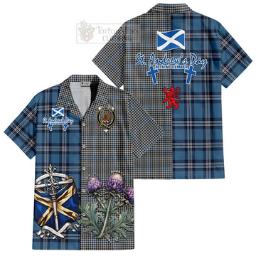 Gladstone (Gladstanes) Tartan Hawaiian Shirt Happy St. Andrew's Day Half Tartan Style Kid - Tartan Vibes Clothing