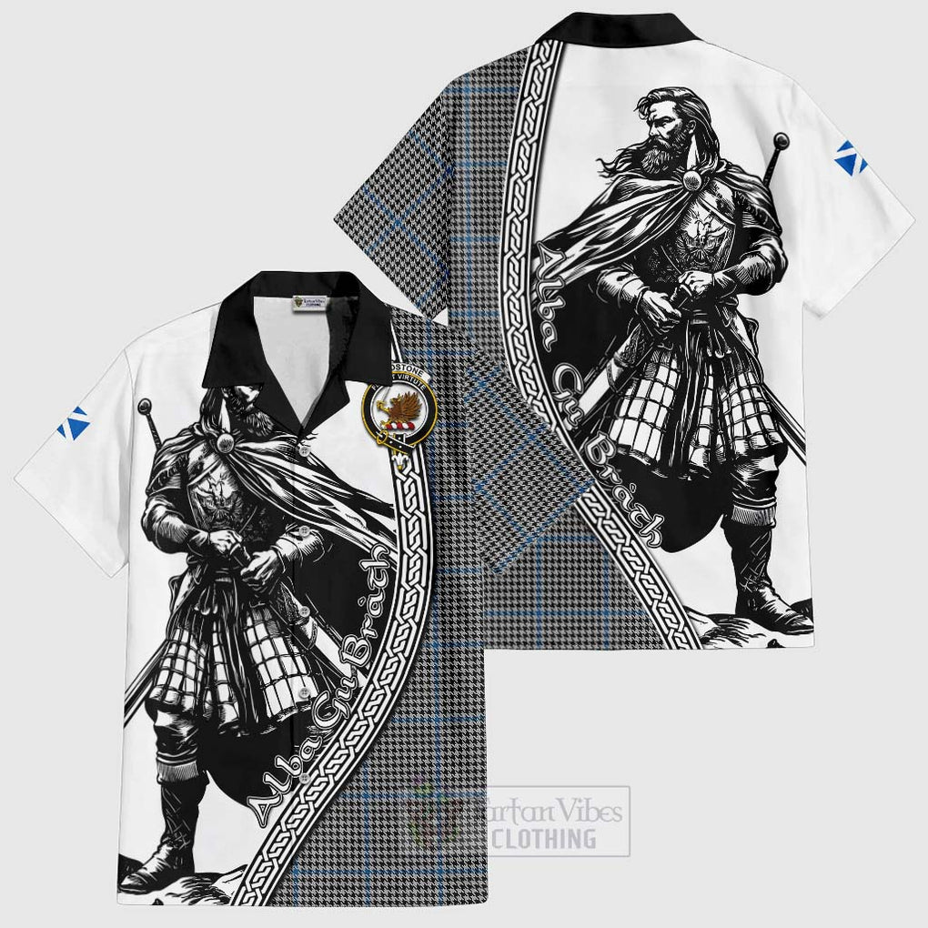 Gladstone (Gladstanes) Tartan Clan Crest Hawaiian Shirt with Highlander Warrior Celtic Style Kid - Tartan Vibes Clothing